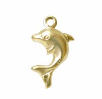 GF034 1, 11x8mm Gold Filled Dolphin Charm / Pendant