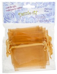 Dazzle-It! 12 Piece 2.5X3" Small Gold Sheer Gift Bags. 