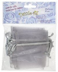 Dazzle-It! 12 Piece 2.5X3" Small Silver Sheer Gift Bags. 