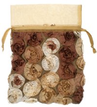 Dazzle-It! 2 Piece Gold & Bronze Sheer Gift Bags with Rosebuds