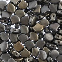 10 Grams 7.5mm Matte Metallic Leather Czech Glass Ginko Leaf Beads
