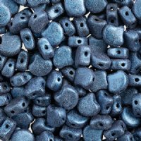 10 Grams 7.5mm Metallic Suede Blue Czech Glass Ginko Leaf Beads