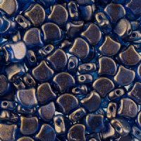 10 Grams 7.5mm Cerulean Blue Halo Czech Glass Ginko Leaf Beads