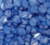 10 Grams 7.5mm Blue Silk Opal Czech Glass Ginko Leaf Beads