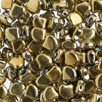 10 Grams 7.5mm Polished Brass Czech Glass Ginko Leaf Beads