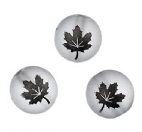 19, 10mm Round Matte Transparent Grey Beads with Matte Black Maple Leaf
