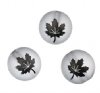 19, 10mm Round Matte Transparent Grey Beads with Matte Black Maple Leaf