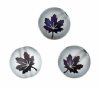 19, 10mm Round Matte Transparent Grey Beads with Metallic Purple Maple Leaf