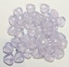 50 10mm Transparent Violet Marble Glass Heart Beads