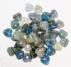 50 10mm Blue & Green Marble Glass Heart Beads
