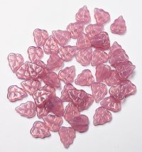50 10x8mm Milky Pink Opal Leaf Beads