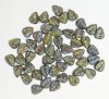 50 10x8mm Green, Blue and Gold Marble Pendant Drilled Leaf Beads