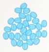 30 12mm Transparent Matte Aqua Flat Oval Beads