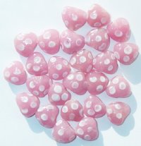 20 12mm Milky Pink and White Heart Beads