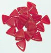 30 13mm Red and White Marble Triangle Beads