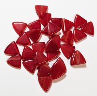 30 13mm Transparent Red and White Marble Triangle Beads