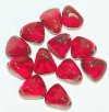 12, 14mm Transparent Red Triangular Nugget Beads