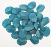 25, 14x10x6mm Matte Transparent Teal Tapered Oval Beads