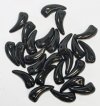 25 5x14mm Opaque Black Glass Claw Beads
