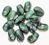 15, 14x8mm Satin Green Tortoise Twisted Oval Beads