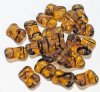 20, 15x10mm Transparent Topaz Tortoise Twisted Flat Rectangle Beads