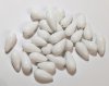 25, 15x8mm Opaque White Glass Drop Beads