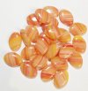 25 16x11mm Flat Oval Marble Light Orange Pink and Red