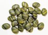 25 16x11mm Flat Oval Marble Matte Black with Yellow Stripes