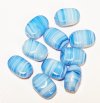 10, 16x11x8mm Blue and White Striped Flat Oval Beads