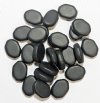 20, 16x12x5mm Matte Black Tapered Flat Oval Glass Beads