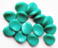15, 16x14mm Opaque Turquoise Green Wavy Glass Disk Beads