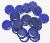 20, 17mm Transparent Cobalt Flat Disk Beads