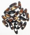 20, 17x6mm Dark Topaz Over Beige Tapered Oval Beads