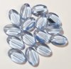 15 18x12mm Transparent Light Sapphire Ridged Flat Oval Beads