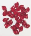 25 12x8mm Transparent Dark Red Twisted Swirl Glass Beads
