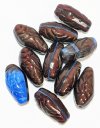 10, 21x10mm Satin Blue and Burgundy Drop Beads