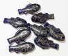 10 28x13mm Cobalt & Gold Glass Fish Beads