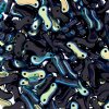 50, 3x10mm Opaque Black AB Halfcoat Czech Glass Link Bead