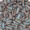 50, 3x10mm Opaque Blue Travertine Czech Glass Link Bead
