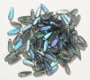 100 3x11mm Matte Transparent Montana AB Dagger Beads
