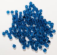 100 4mm Transparent Dark Aqua Cube Beads