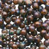 4mm Round Travertine and Picasso Glass Beads