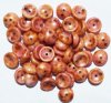 50 4x8mm Pink Alabaster Travertine Glass Piggy Beads