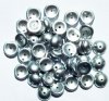 50 4x8mm Metallic Silver Glass Piggy Beads