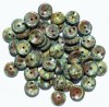 50 4x8mm Opaque Olive Travertine Glass Piggy Beads