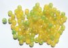 100 5mm Milky Yellow and Green Marble Round Glass Beads