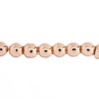 24 Inch Strand of 5mm Bright Copper Round Metalized Glass Beads