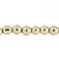 24 Inch Strand of 5mm Bright Gold Round Metalized Glass Beads