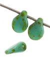 69, 5x7mm Opaque Turquoise Travertine Pip Beads
