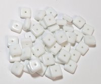 50 4x8mm Opaque White Flat Square Beads (center hole)